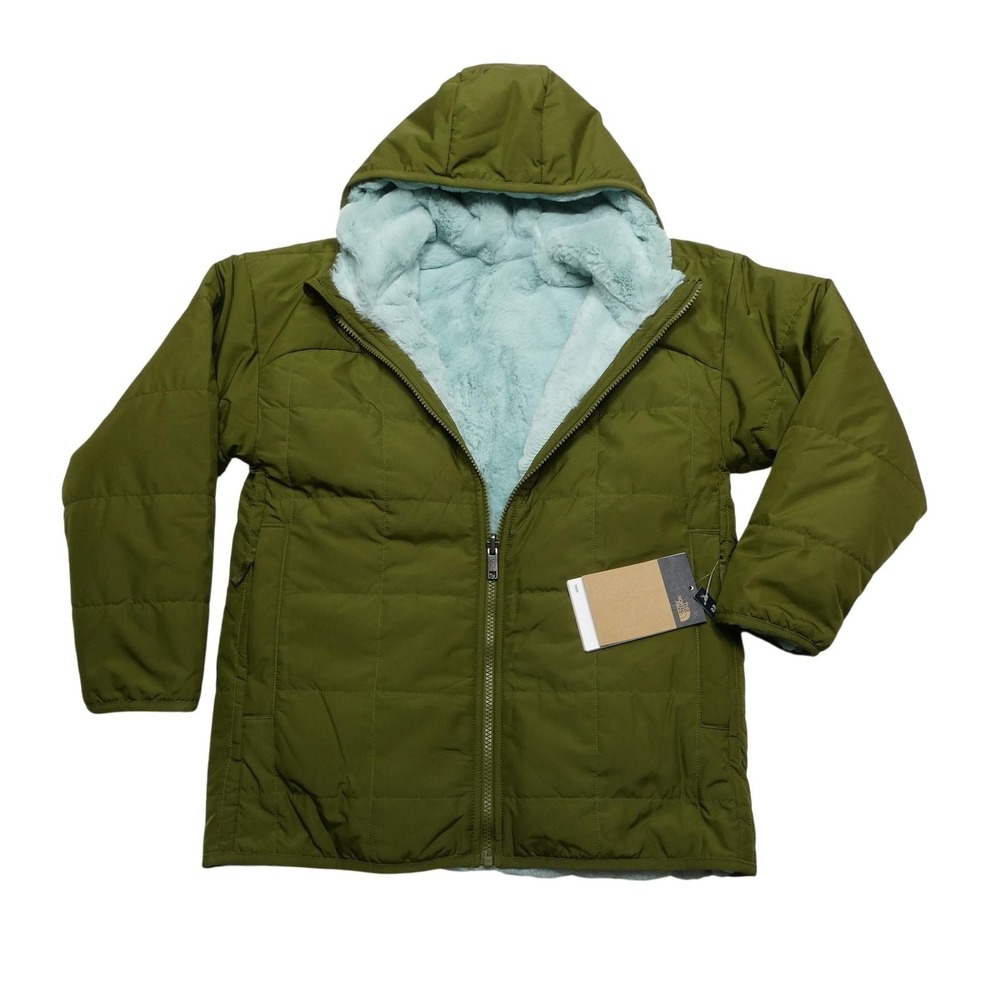 The North Face Jacket Girls 10 Forest Olive Reversible‎ Shasta Hooded Puffer